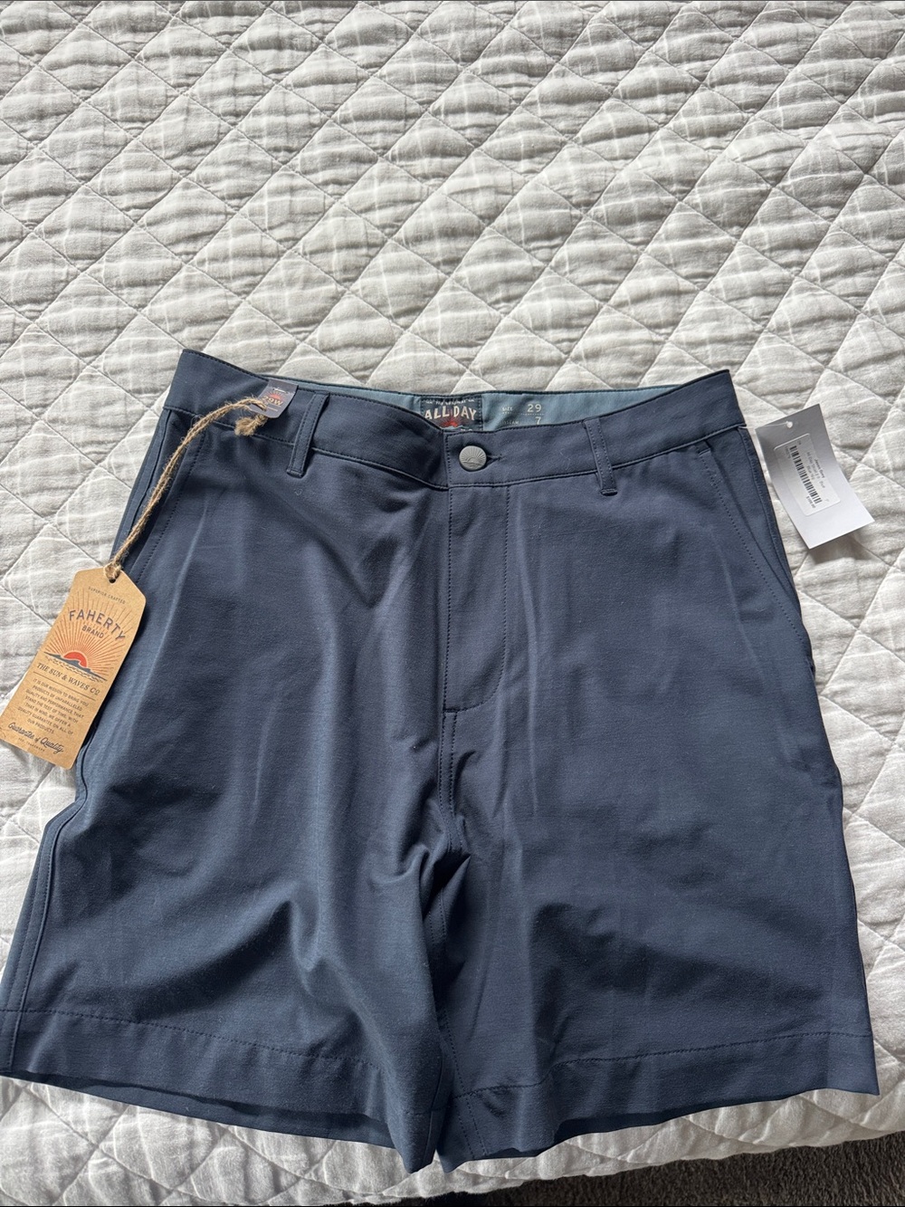 Faherty Navy Performance All-Day Shorts